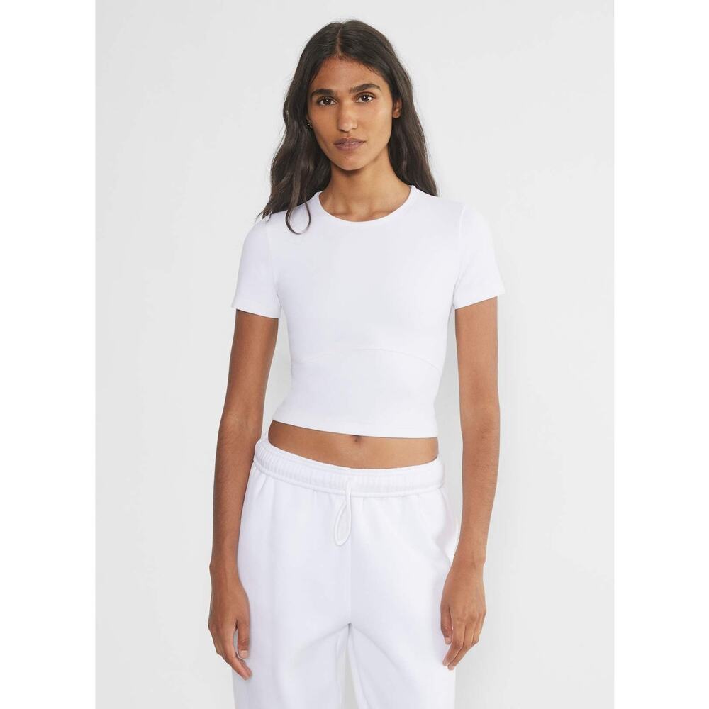 TnAction Tnabutter Bound Tight Crew Neck Sweat-Wicking T-Shirt White - S